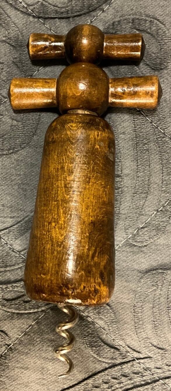Vintage French Double Action Twist  Wooden Corkscrew Wine Bottle Opener Barware